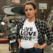 Load image into Gallery viewer, LIVE LOVE RIDE my own with American Flag - SensibleTees