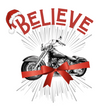 Load image into Gallery viewer, Believe... Christmas T-shirt with Motorcycle Wish - SensibleTees