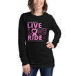Load image into Gallery viewer, LIVE LOVE RIDE Breast Cancer Awareness T-Shirt - SensibleTees