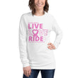 Load image into Gallery viewer, LIVE LOVE RIDE Breast Cancer Awareness T-Shirt - SensibleTees