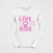 Load image into Gallery viewer, LIVE LOVE RIDE Breast Cancer Awareness T-Shirt - SensibleTees