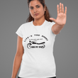 Load image into Gallery viewer, Biker woman wearing T-shirt that says "Life's Too Short to Ride with Ugly Men." White t-shirt specifically designed by LULU+ROSE for proud women who ride their own Motorcycles. Be Proud. Be Bold. Be Represented.