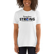 Load image into Gallery viewer, Teacher Strong with Puerto Rican & Dominican Flag Combo - Short-Sleeve Unisex T-Shirt Celebrating Diversity PERSONALIZED with Your FLAG