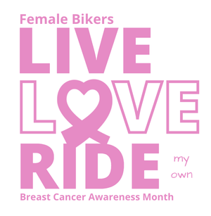 Female Rider LIVE LOVE RIDE Breast Cancer Awareness Tee - SensibleTees