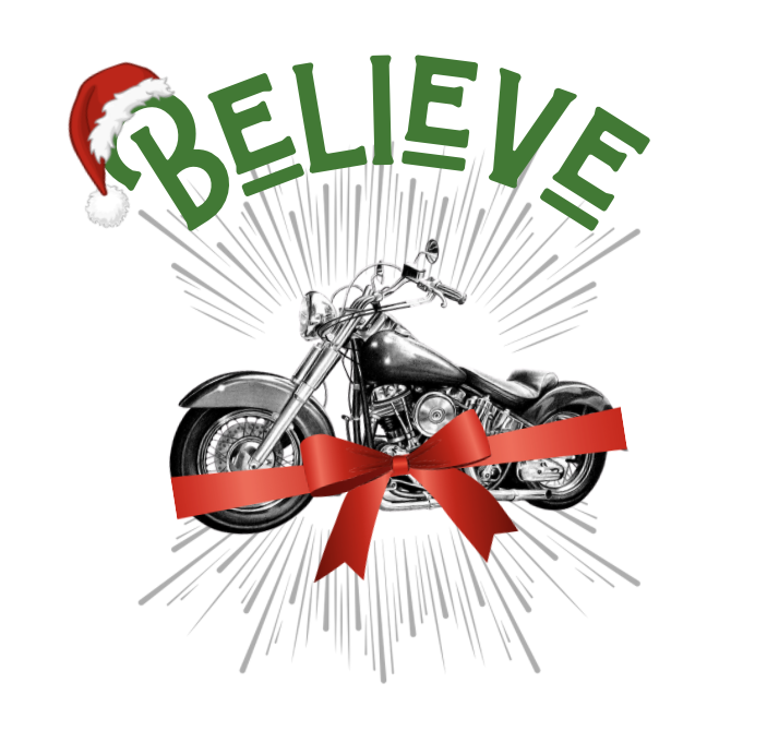 Believe... Christmas T-shirt with Motorcycle Wish - SensibleTees