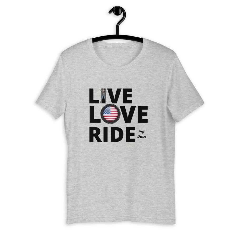 *LIVE LOVE RIDE my own with American Flag - SensibleTees