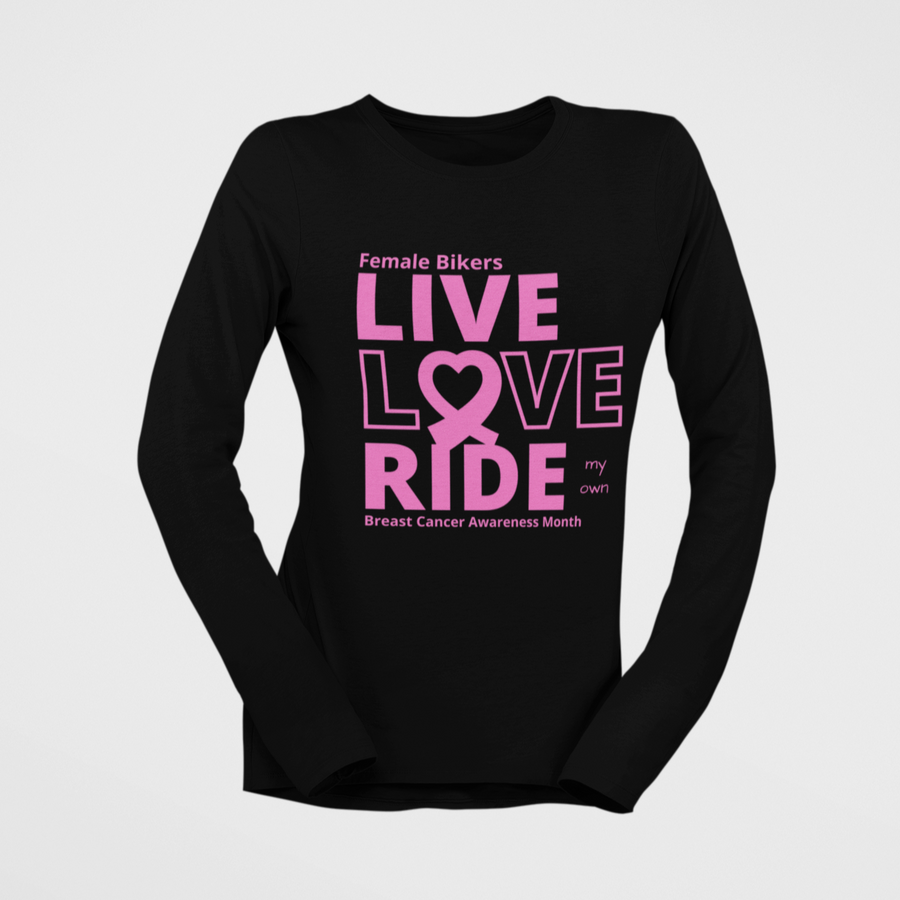 LIVE LOVE RIDE Breast Cancer Awareness T-Shirt - SensibleTees