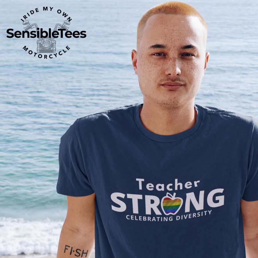 teacher strong with pride flag unisex t-shirt
