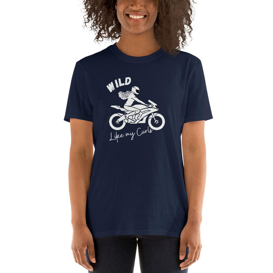 Wild Like My Curls 1  Motorcycle T-Shirt for Women Who Ride Their Own