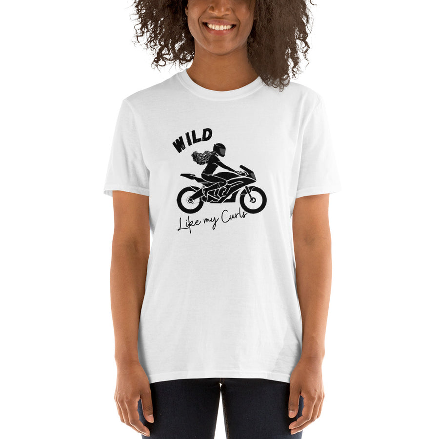 Wild Like My Curls 1  Motorcycle T-Shirt for Women Who Ride Their Own