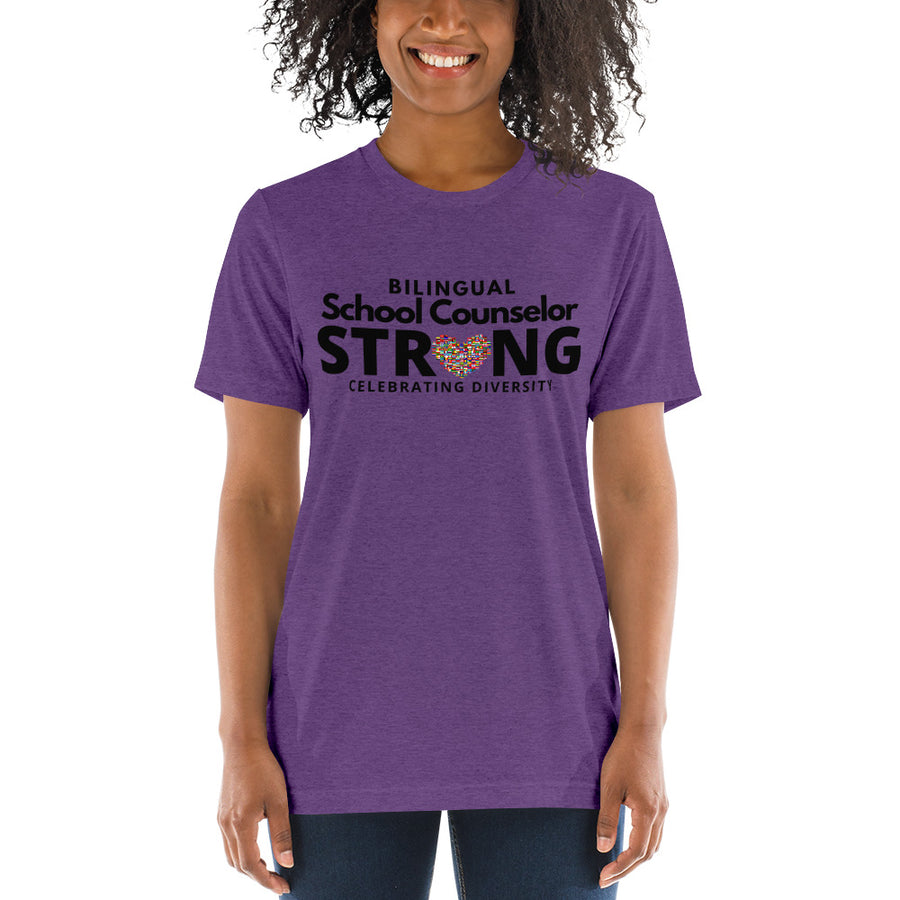 Bilingual School Counselor Strong with Multi-Flag Heart Unisex T-Shirt